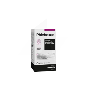 Boîte de complément alimentaire Phleboxan NHCO Nutrition pour le confort circulatoire et vasculaire, conditionnement de 70 gélules