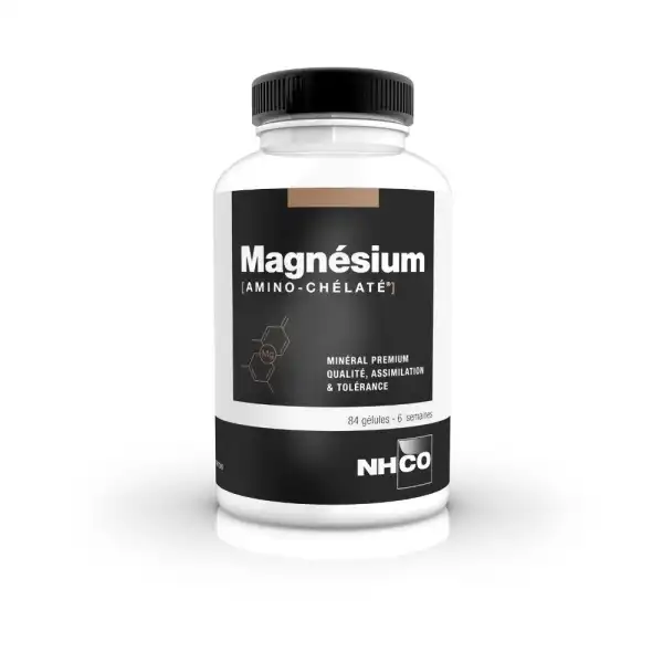 Boîte de 84 gélules NHCO Nutrition Magnésium à base de magnésium amino-chélaté pour une assimilation optimale