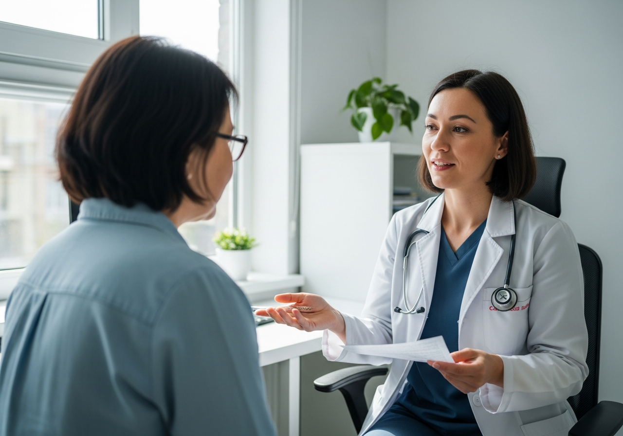 Médecin expliquant les résultats du bilan sanguin