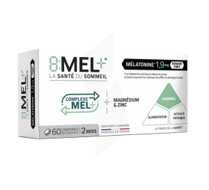 8:mel + 1,9 mg comprimés, complément alimentaire magnésium et mélatonine pour favoriser l'endormissement