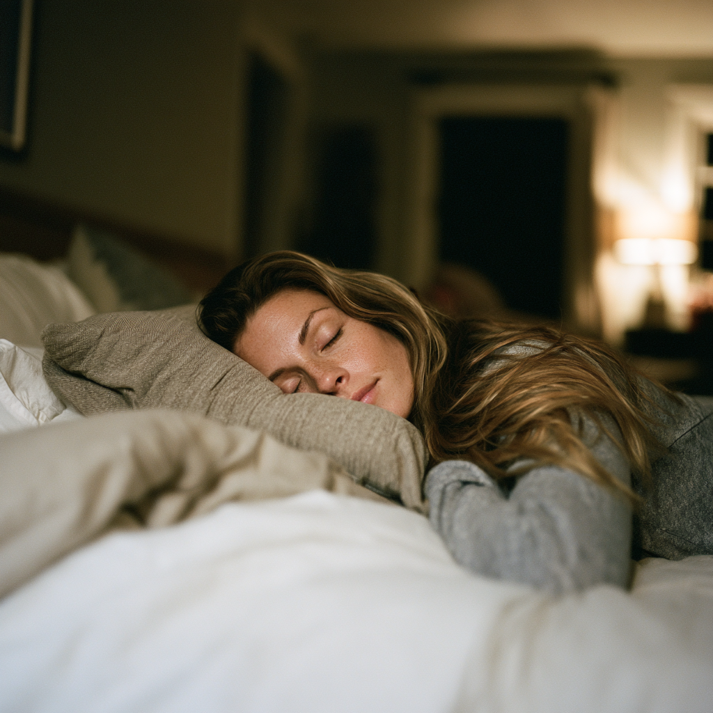 Personne dormant paisiblement dans une chambre douce et tamisée