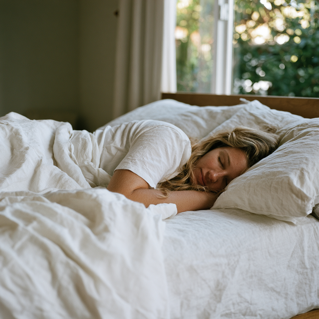 Personne dormant sur le côté gauche tête du lit surélevée