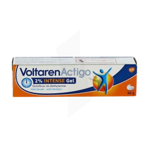 Tube de VoltarenActigo 2% gel de 60 g à base de diclofénac