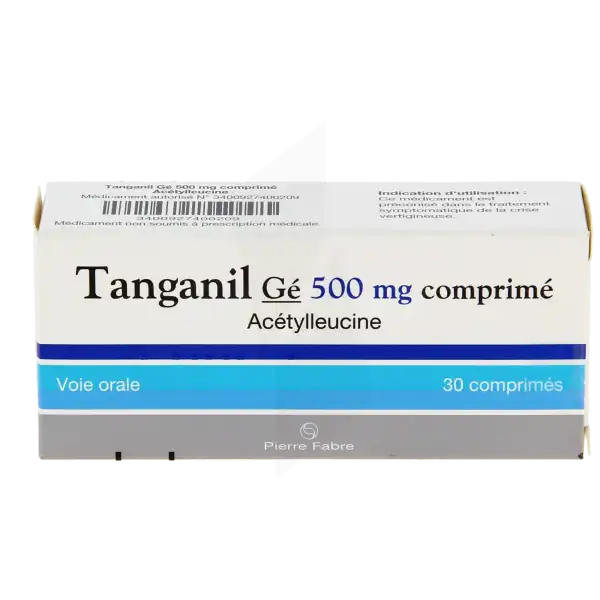 Boîte de Tanganil 500 mg comprimés, traitement d'appoint des vertiges disponible à la Pharmacie Saint Julien