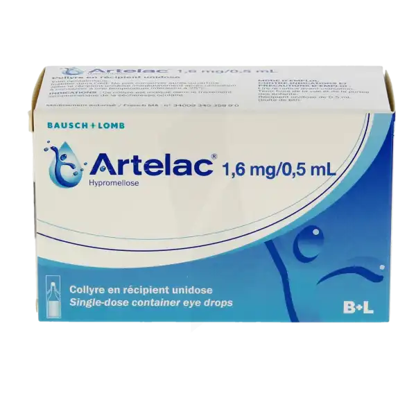 Boîte d'Artelac collyre en récipient unidose pour l'hydratation oculaire sans conservateur